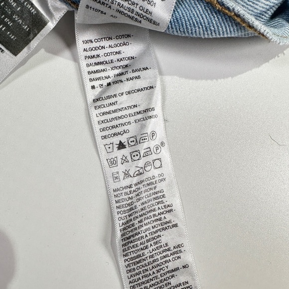 Levi’s 501 women’s straight leg denim jeans rigid fit distressed repair W28 L32 - Picture 9 of 10